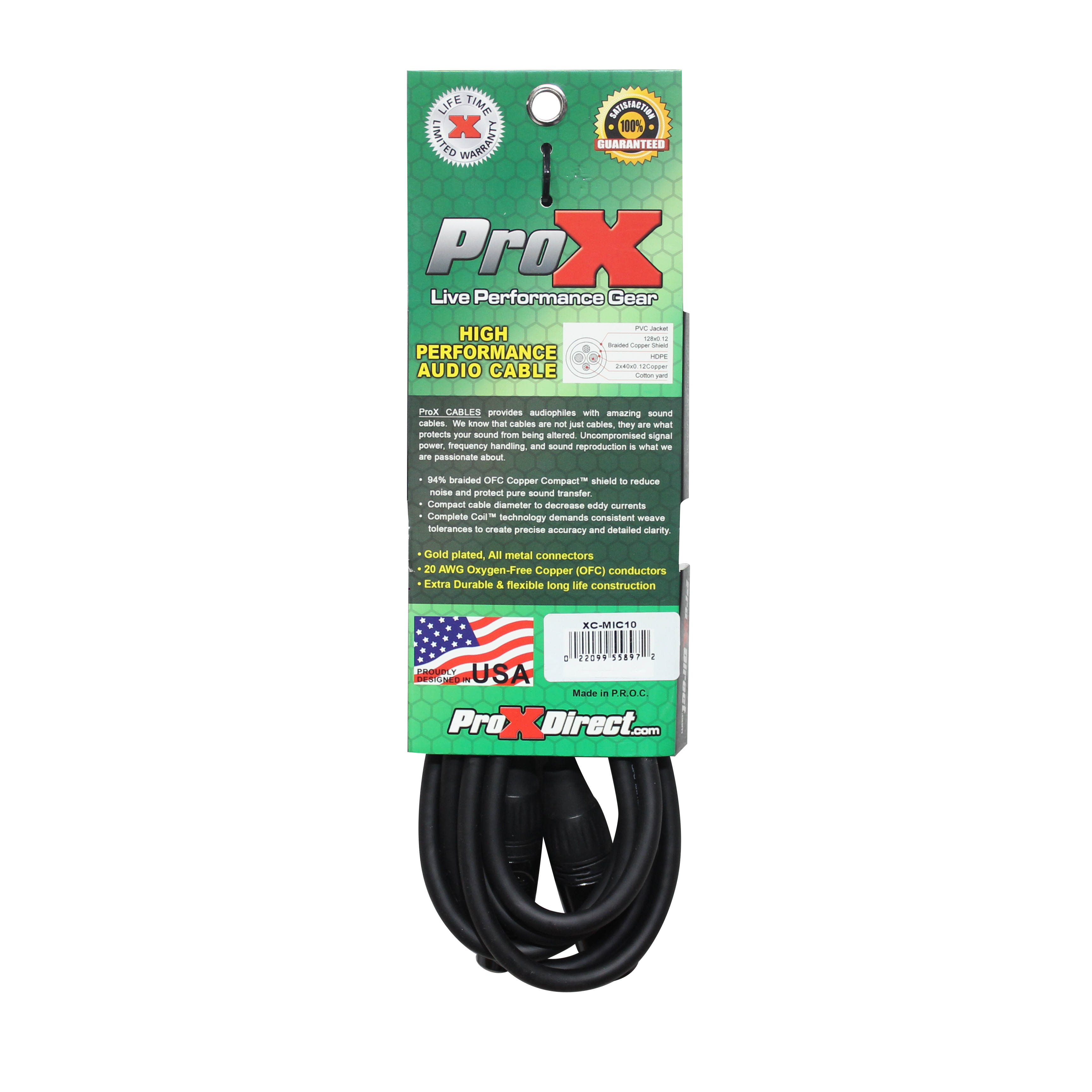 10 Ft. Balanced XLR3-F to XLR3-M High Performance Microphone Cable