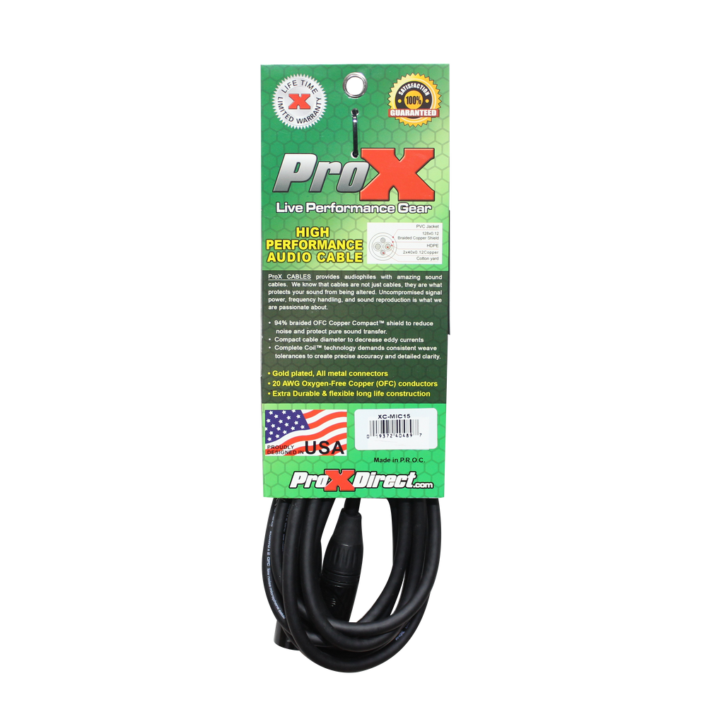 15 Ft. Balanced XLR3-F to XLR3-M High Performance Microphone Cable