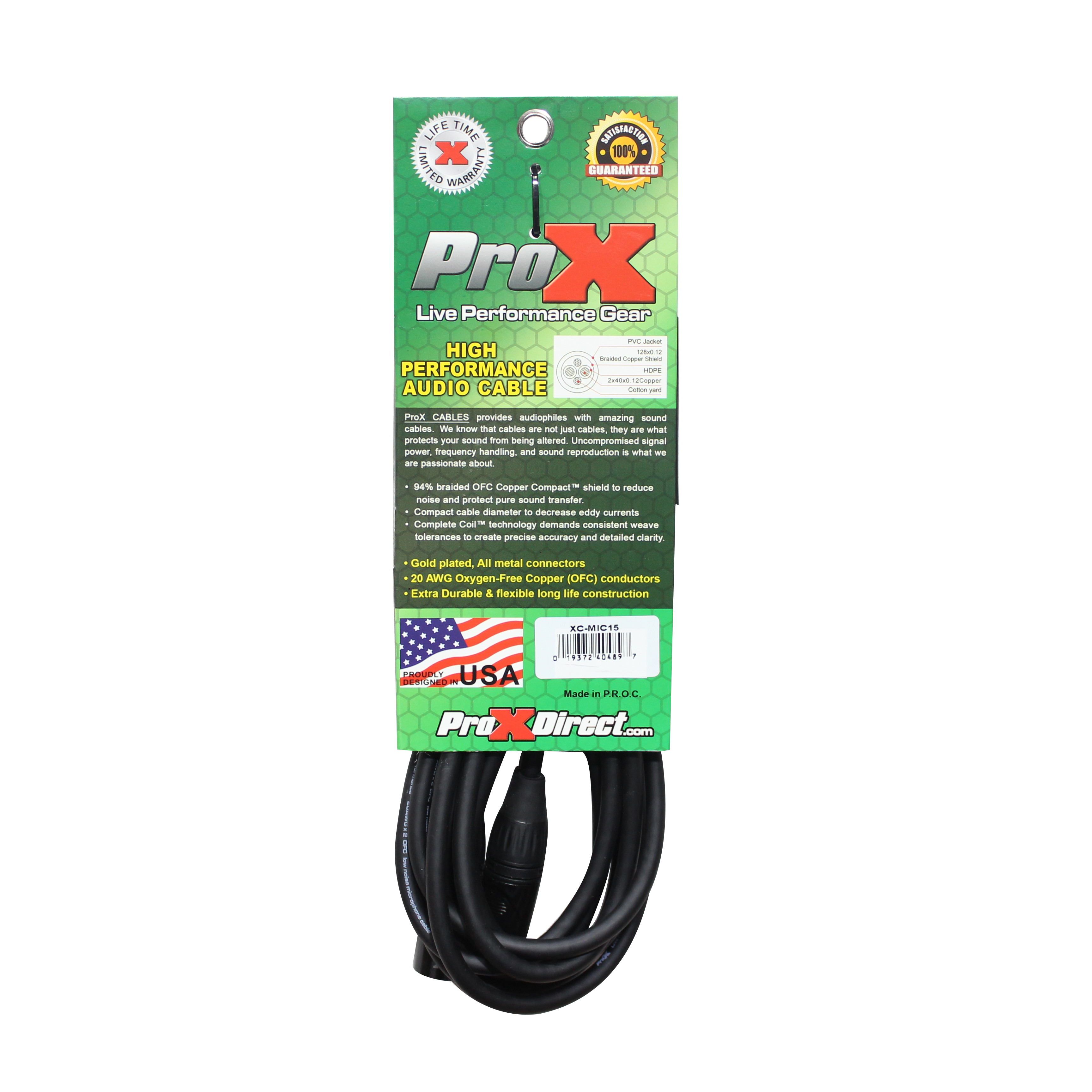 15 Ft. Balanced XLR3-F to XLR3-M High Performance Microphone Cable