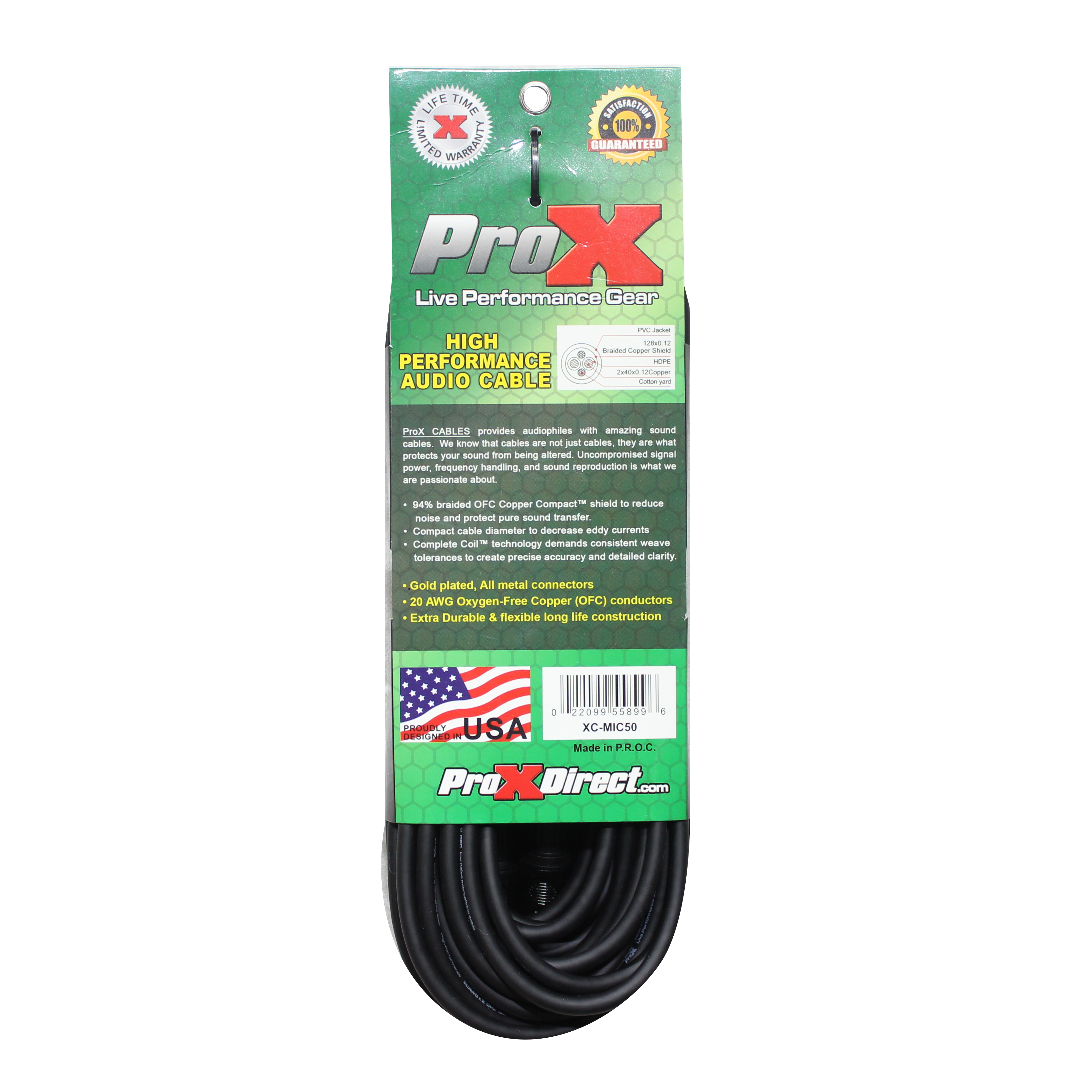 50 Ft. Balanced XLR3-F to XLR3-M High Performance Microphone Cable
