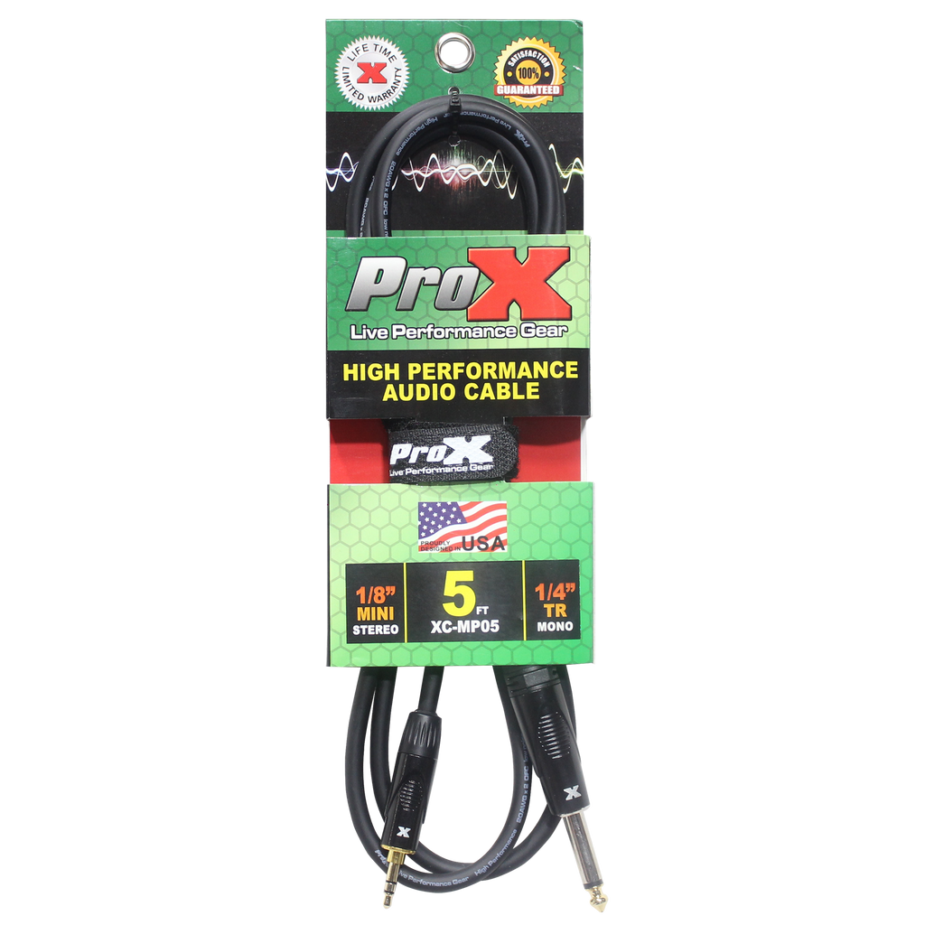 5 Ft. Unbalanced TRS-M Mini 1/8" to TS-M High Performance Audio Cable
