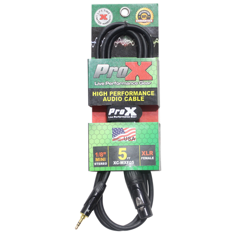5 Ft. Unbalanced 3.5mm TRS-M Mini to XLR3-F High Performance Audio Cable