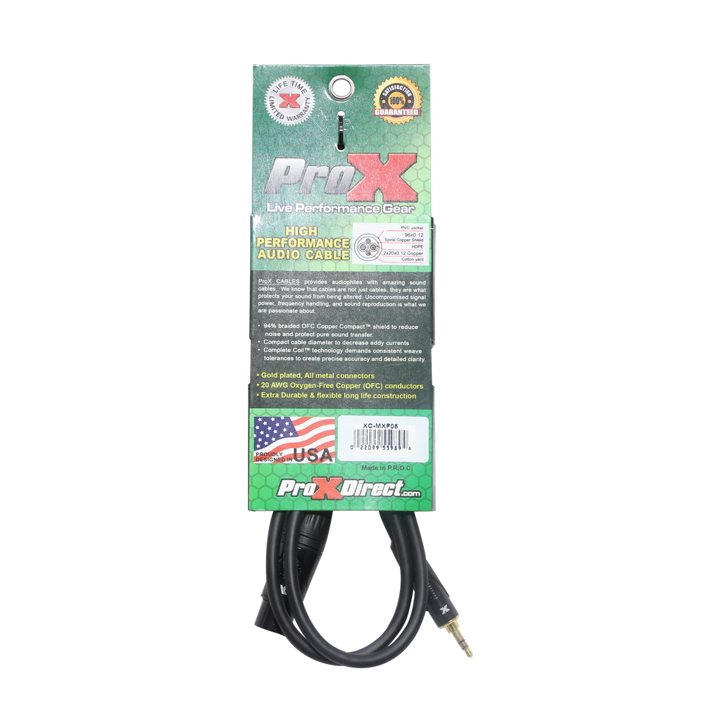 5 Ft. Unbalanced 3.5mm TRS-M Mini to XLR3-F High Performance Audio Cable