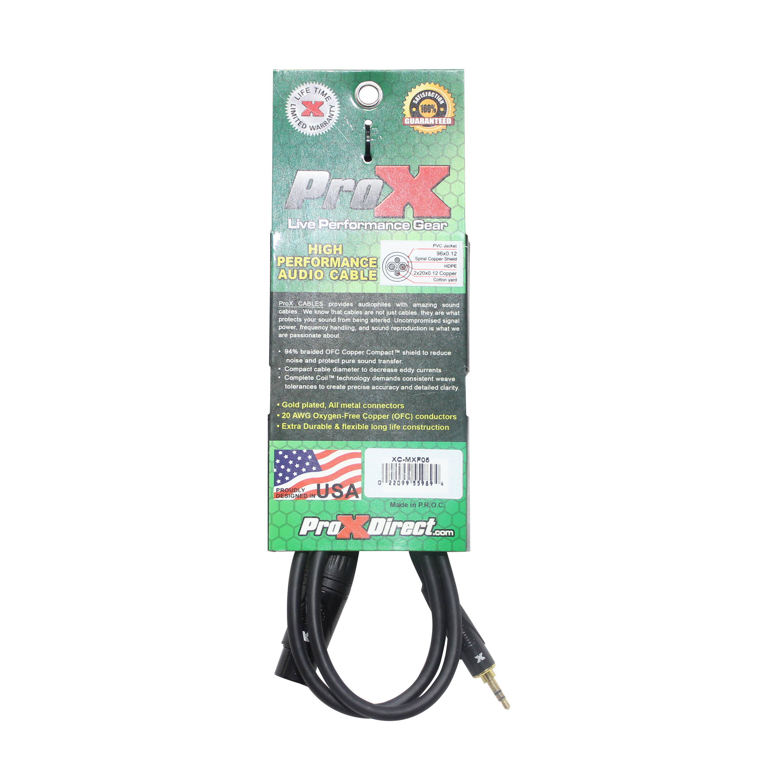 5 Ft. Unbalanced 3.5mm TRS-M Mini to XLR3-F High Performance Audio Cable