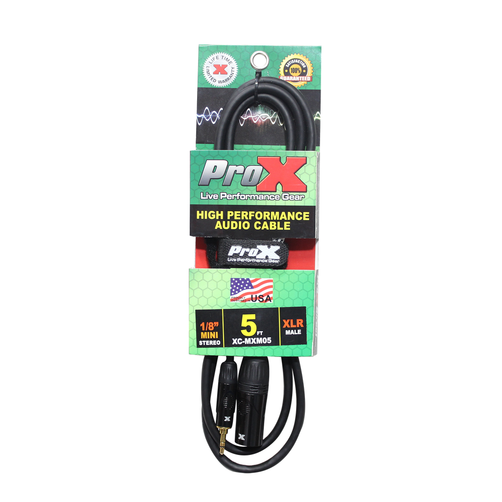 5 Ft. UnBalanced Audio Cable 1/8" (3.5mm) TRS Mini to XLR-M