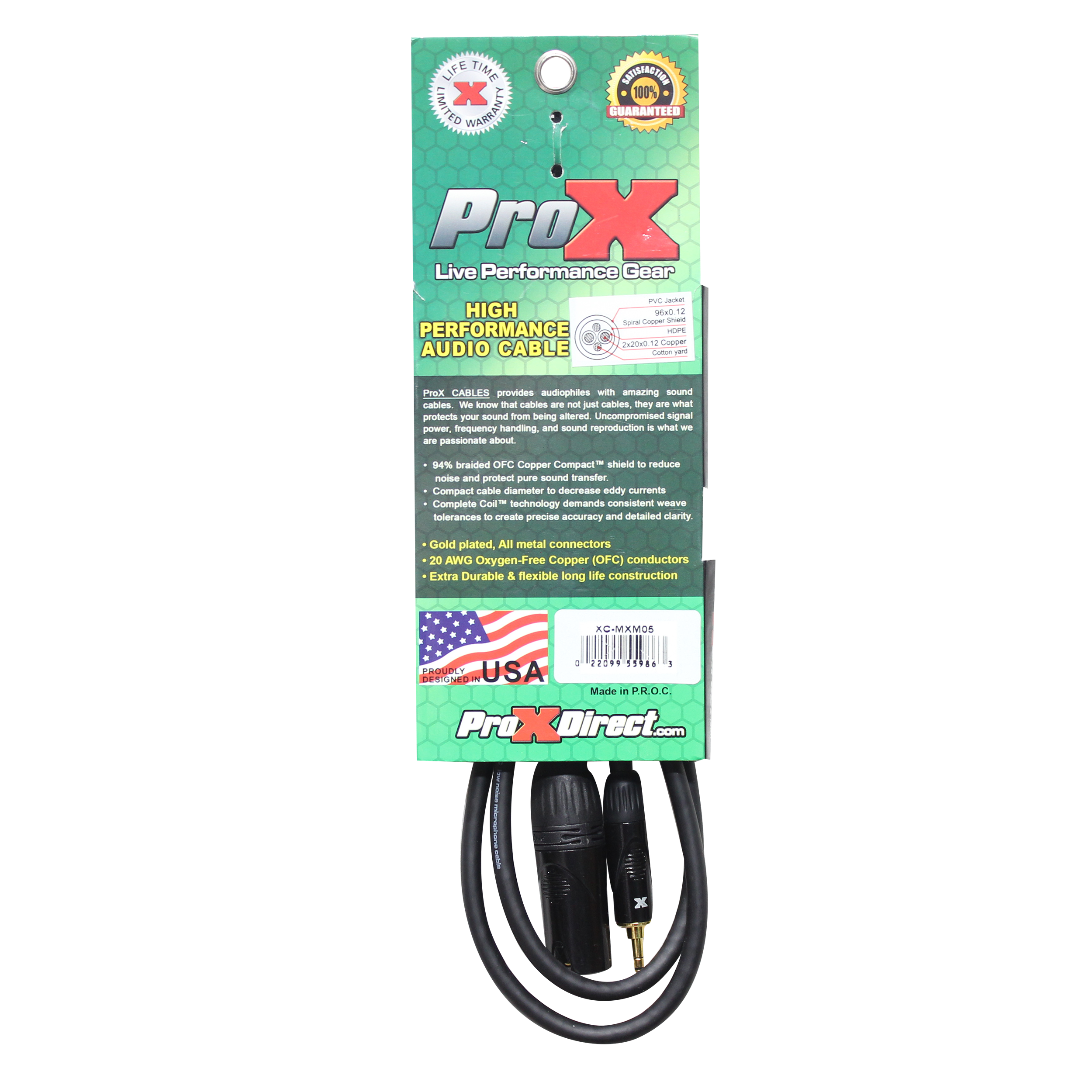 5 Ft. UnBalanced Audio Cable 1/8" (3.5mm) TRS Mini to XLR-M