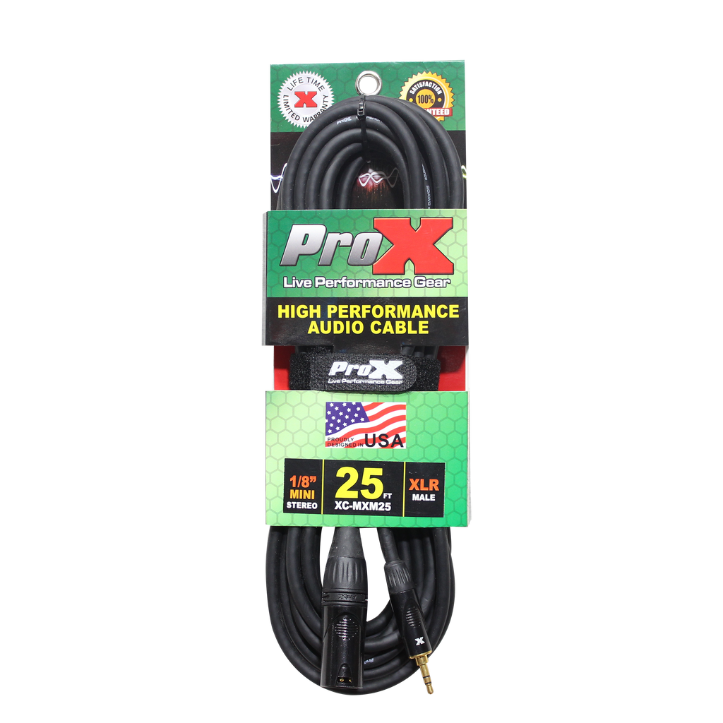 25 Ft. Unbalanced 1/8" (3.5mm) TRS-M Mini to XLR3-M High Performance Audio Cable