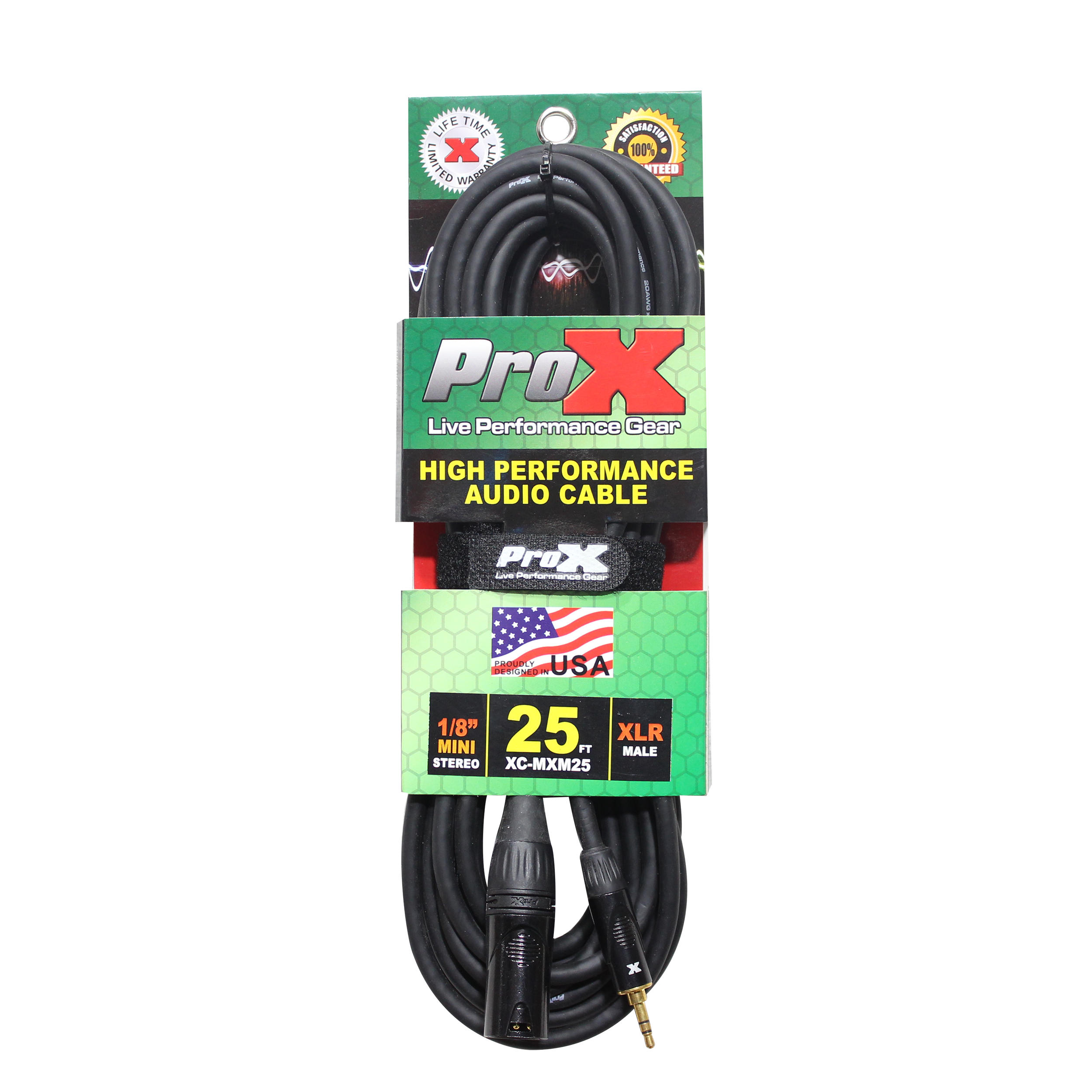 25 Ft. Unbalanced 1/8" (3.5mm) TRS-M Mini to XLR3-M High Performance Audio Cable