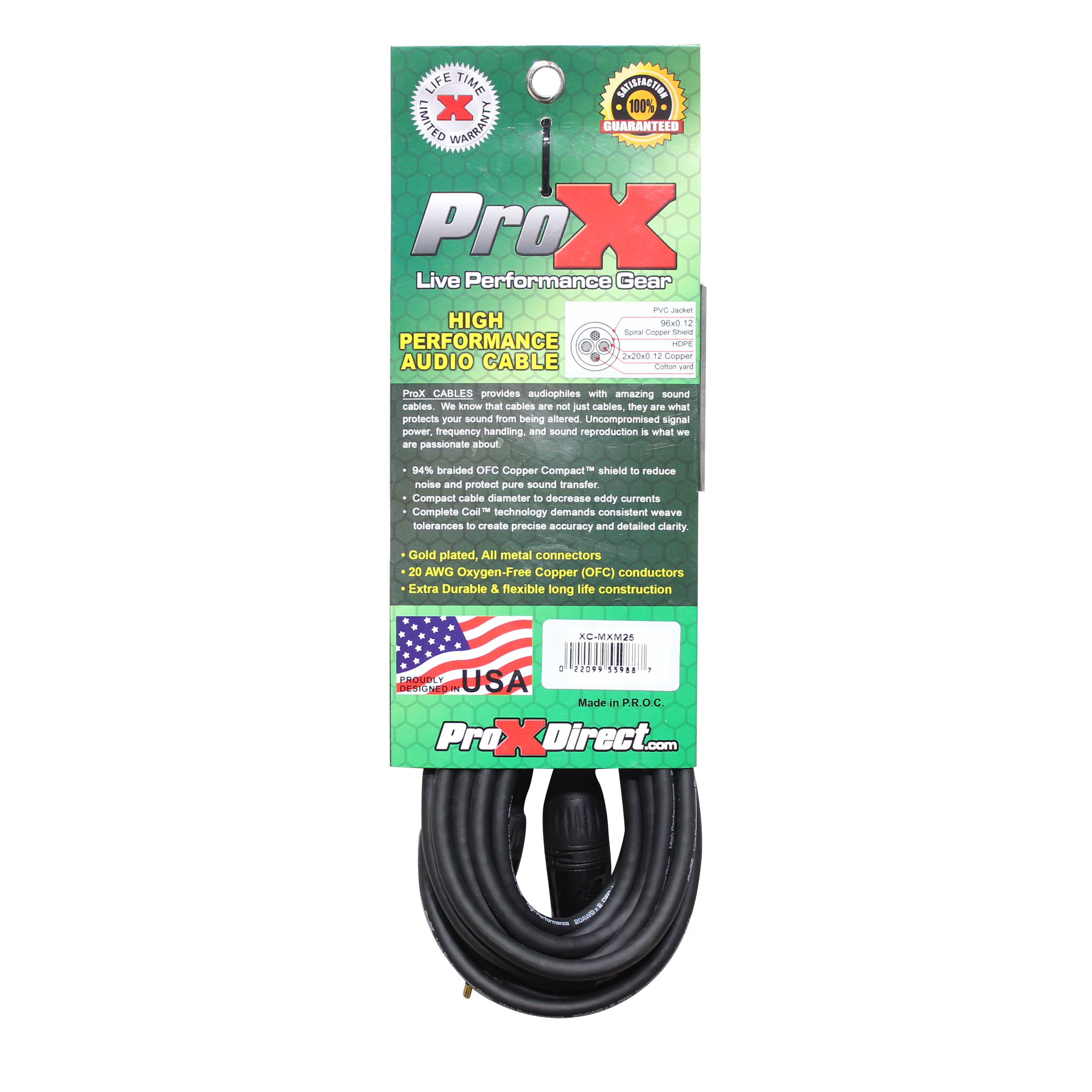 25 Ft. Unbalanced 1/8" (3.5mm) TRS-M Mini to XLR3-M High Performance Audio Cable