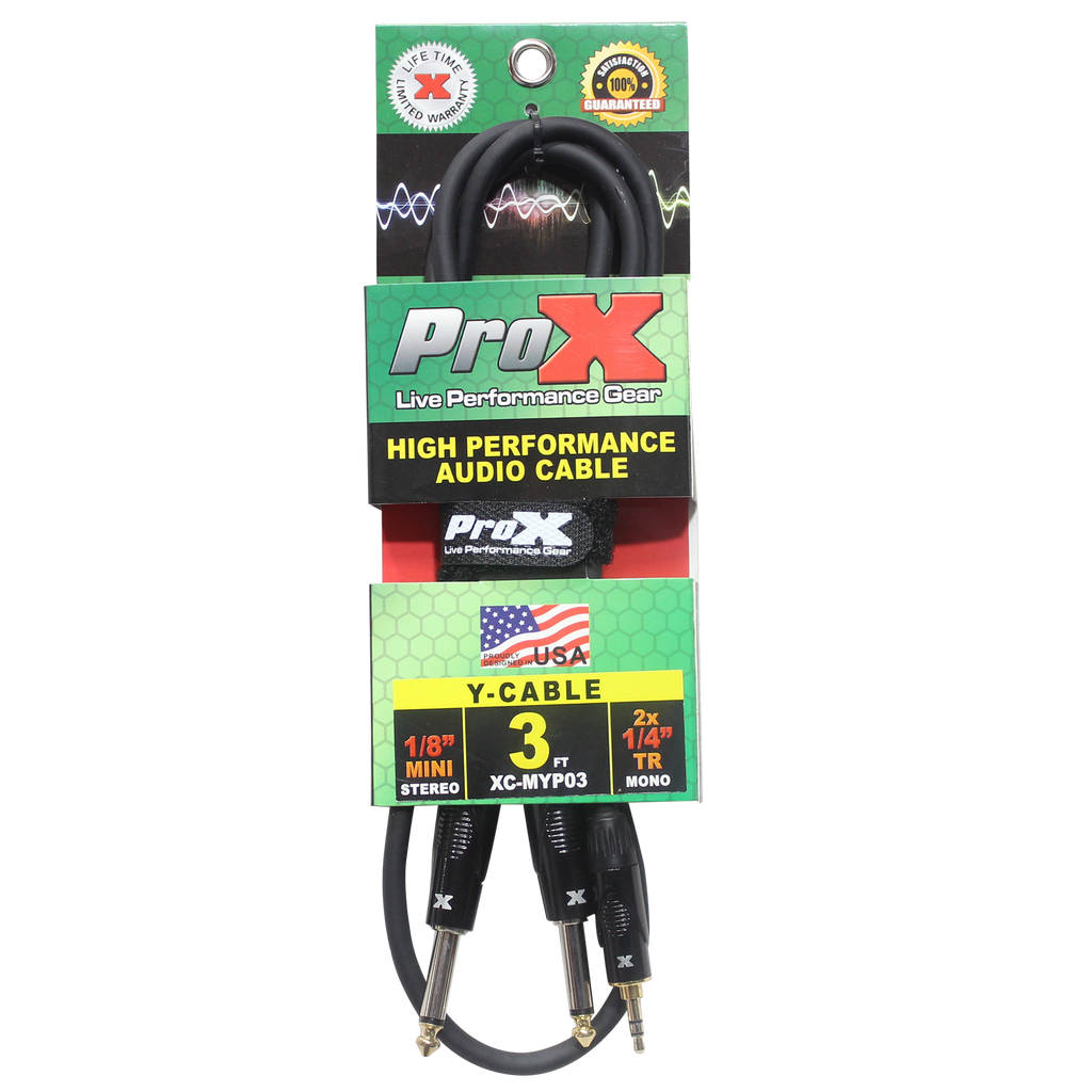 3 Ft. Unbalanced 3.5mm. Mini-TRS to Dual TS-M High Performance Audio Y Cable