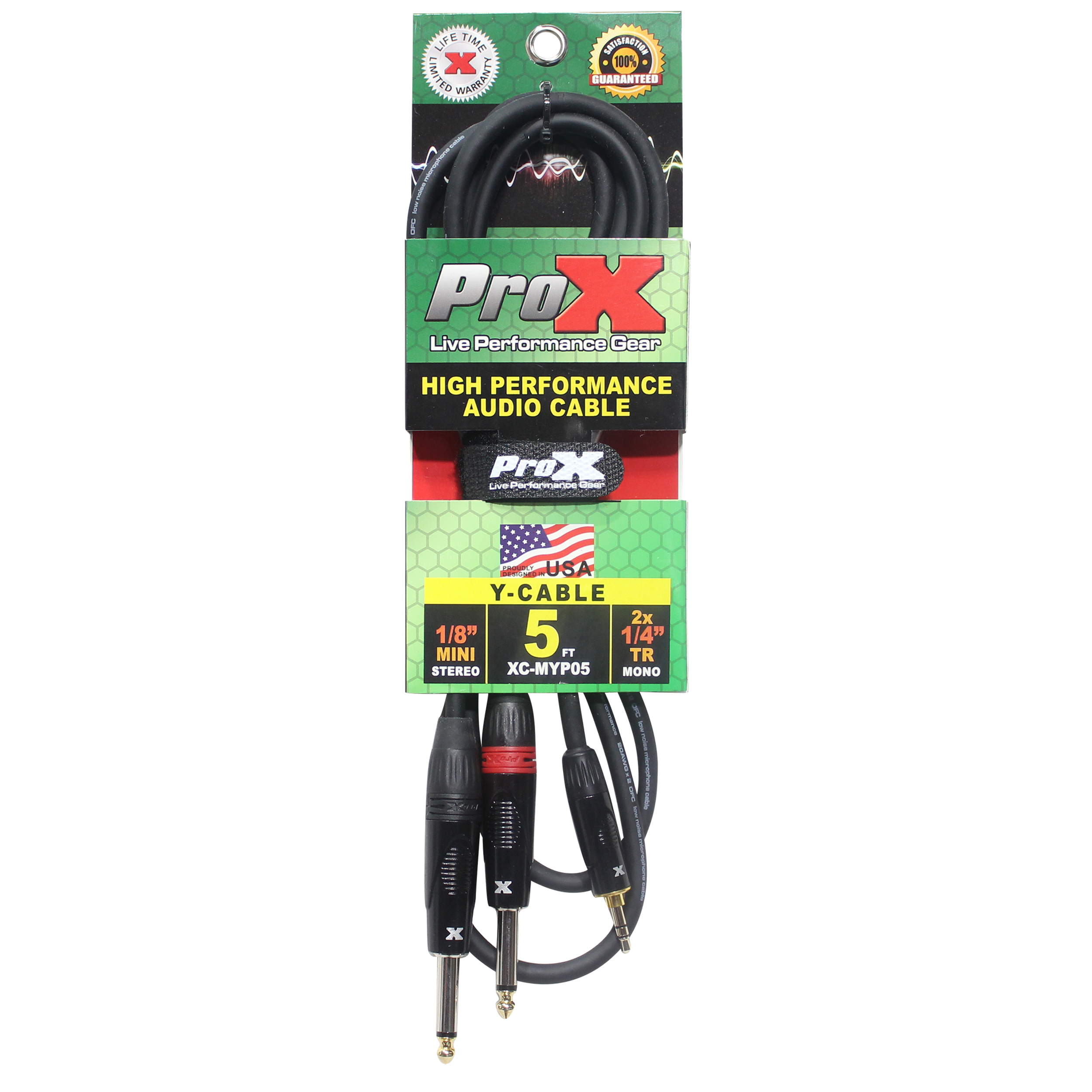 5 Ft. Unbalanced 3.5mm. Mini-TRS to Dual TS-M High Performance Audio Y Cable