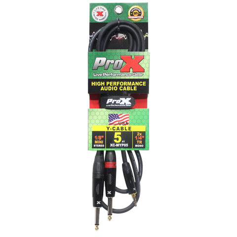 5 Ft. Unbalanced 3.5mm. Mini-TRS to Dual TS-M High Performance Audio Y Cable