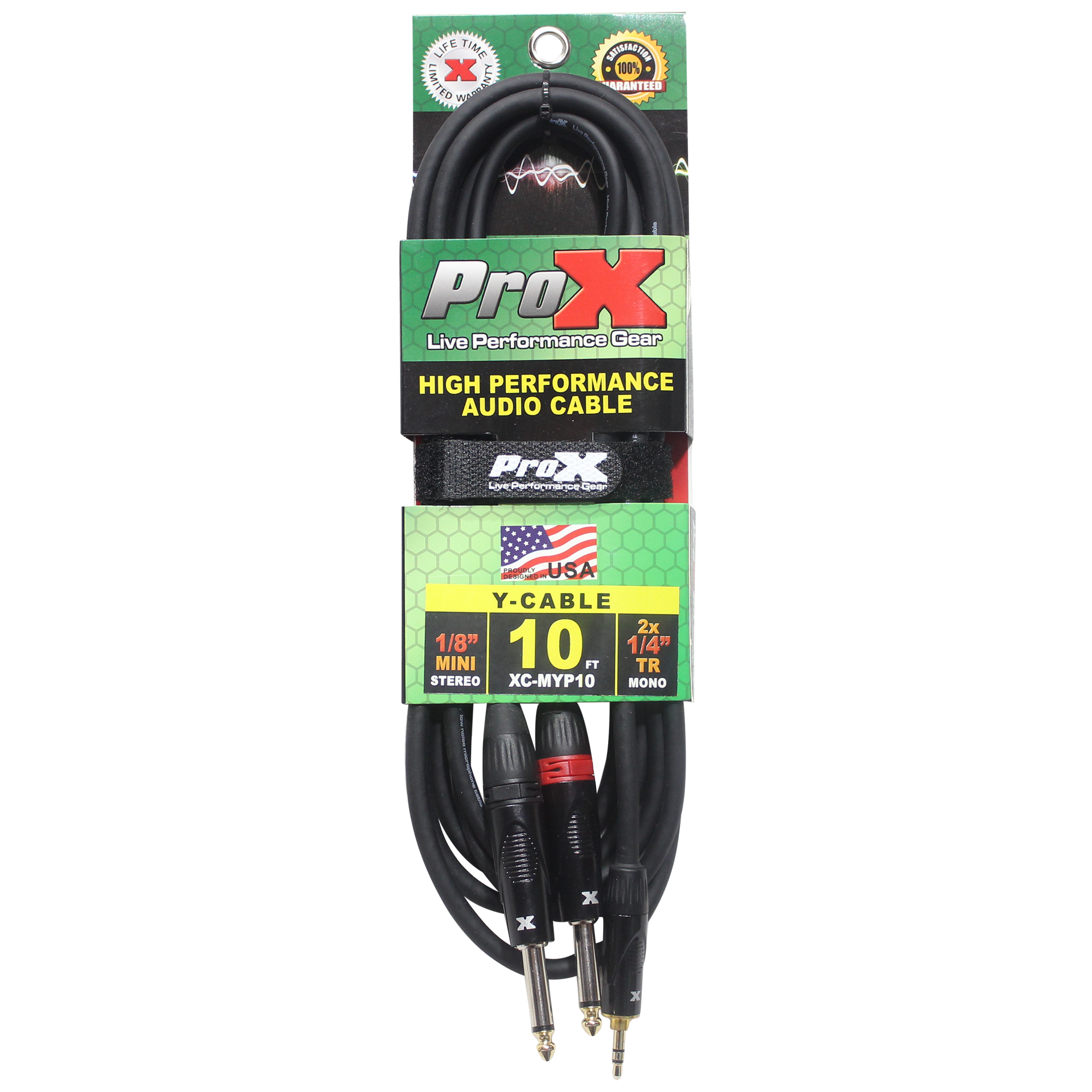 10 Ft. Unbalanced 3.5mm. Mini-TRS to Dual TS-M High Performance Audio Y Cable