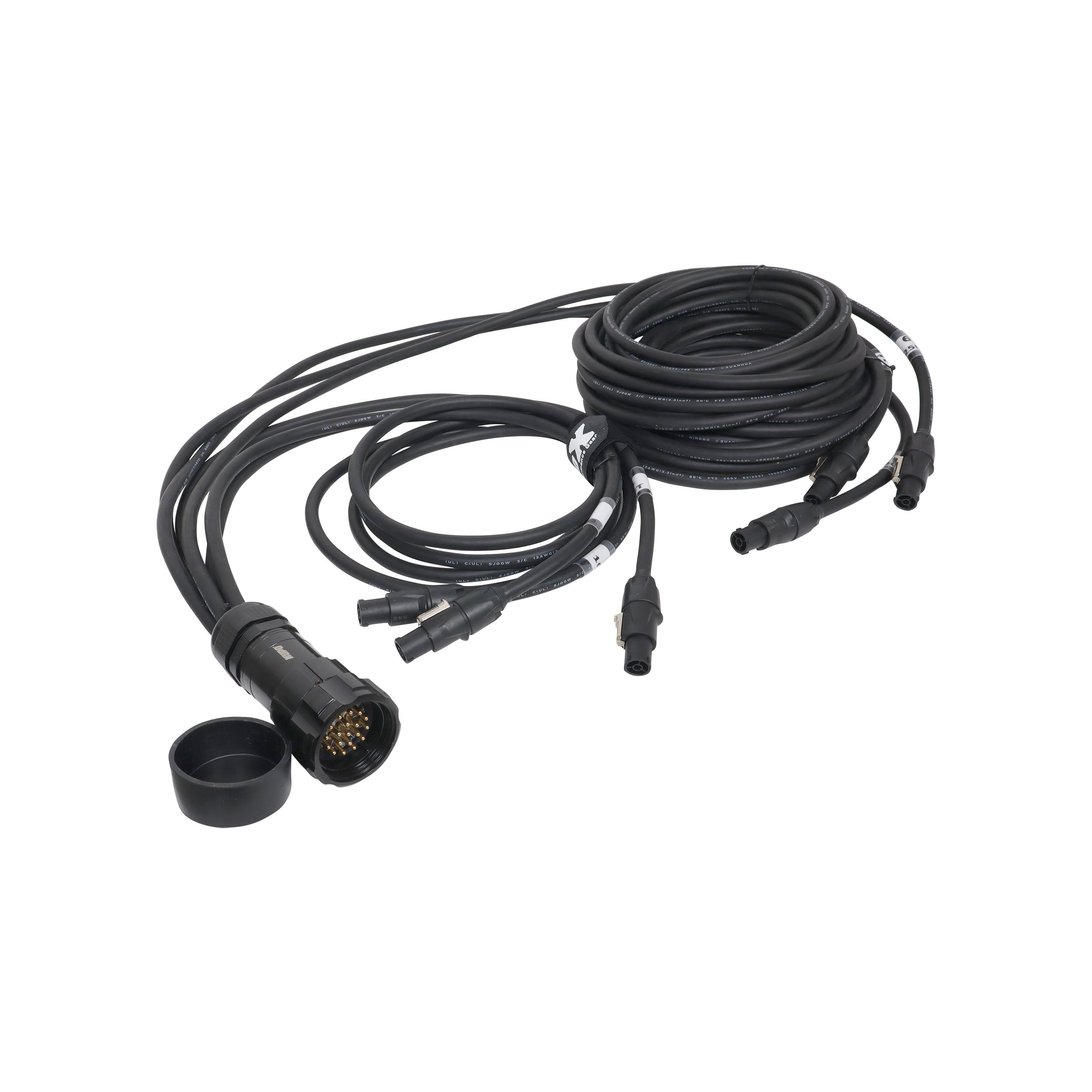 19PIN Kupo WPS-5219LM to 6x Rean True1 PowerCon 3, 5, 10, 15, 20, 25 ft SJOOW - 12AWG