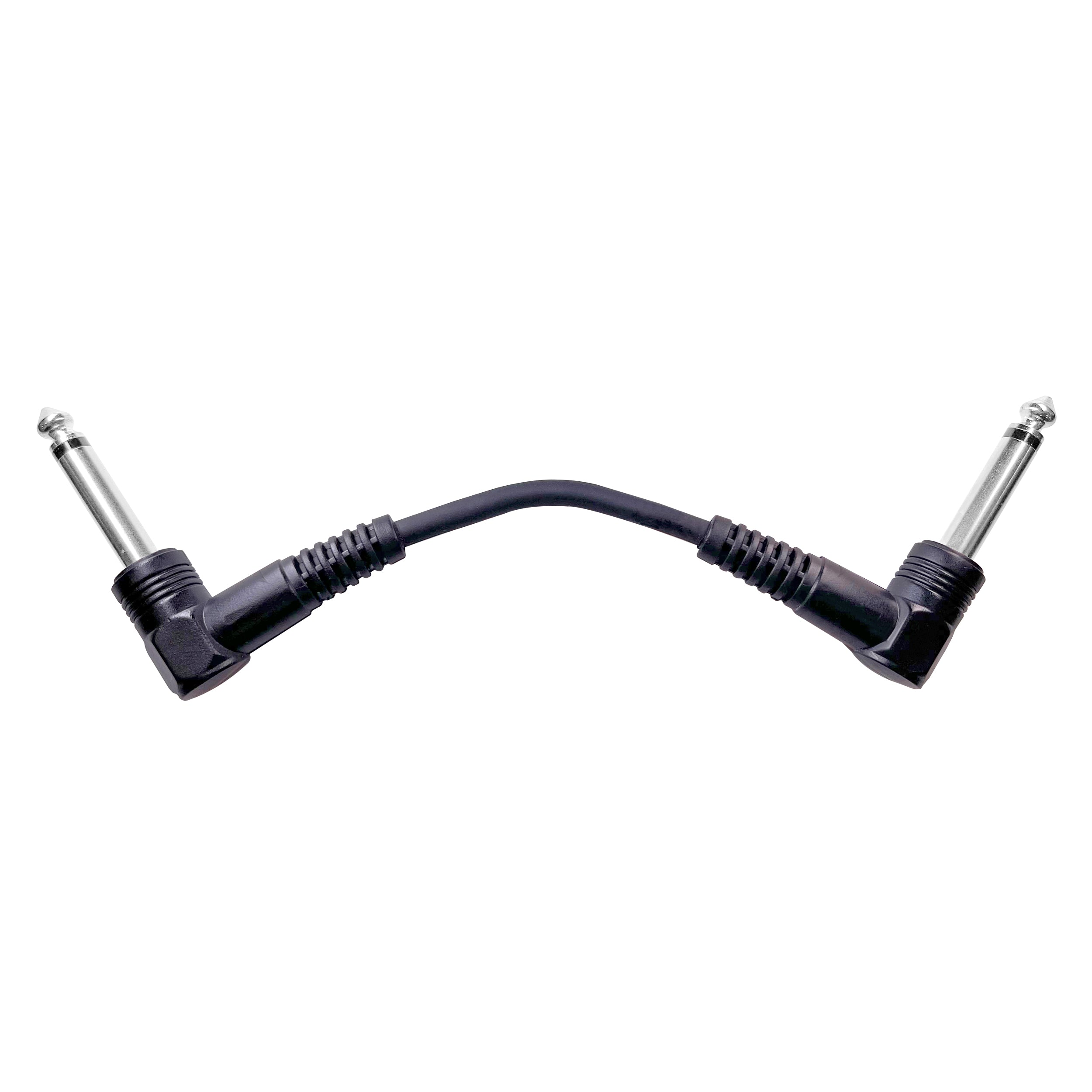6-Pack of 6" inch Premium Patch Cables 1/4" TS Male to 1/4" TS Male Right Angle Audio Instrument Pedal Effects Rack Cable