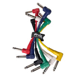 6-Pack of 6" inch Premium Patch Cables 1/4" TS Male to 1/4" TS Male Right Angle Audio Instrument Pedal Effects Rack Cable