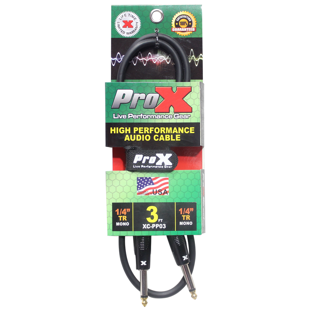 3' Ft. Unbalanced 1/4" TS-M to 1/4" TS-M High Performance Pro Audio Instrument Guitar Cable