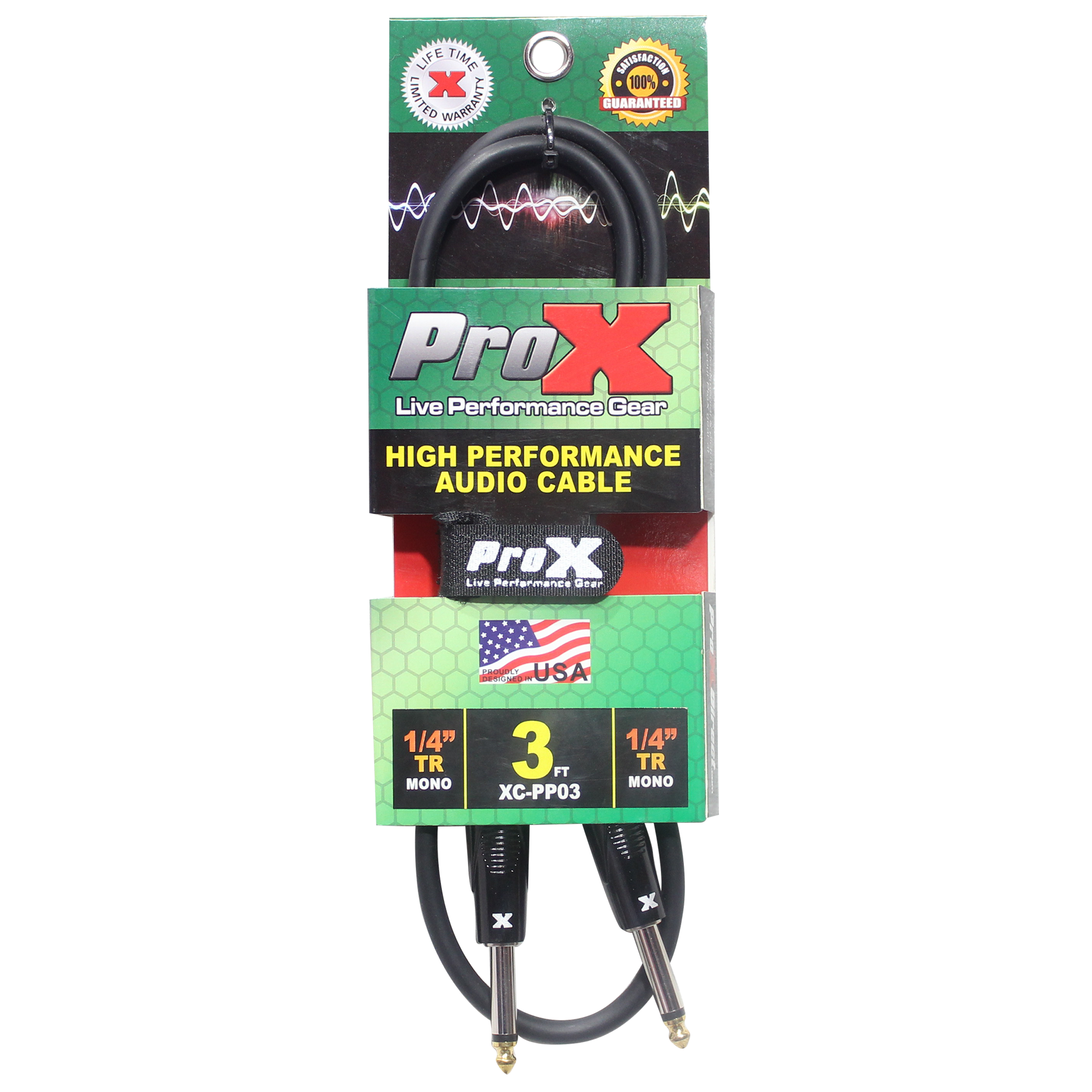 3' Ft. Unbalanced 1/4" TS-M to 1/4" TS-M High Performance Pro Audio Instrument Guitar Cable