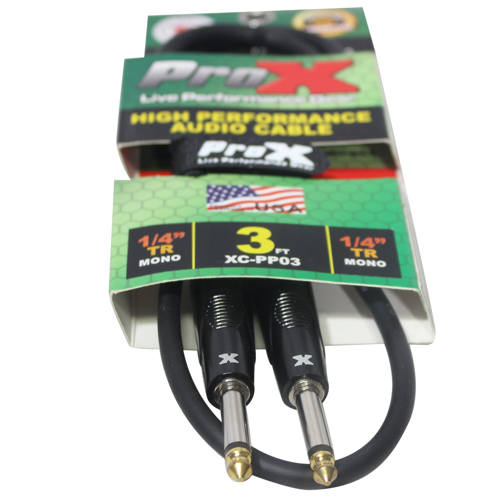 3' Ft. Unbalanced 1/4" TS-M to 1/4" TS-M High Performance Pro Audio Instrument Guitar Cable