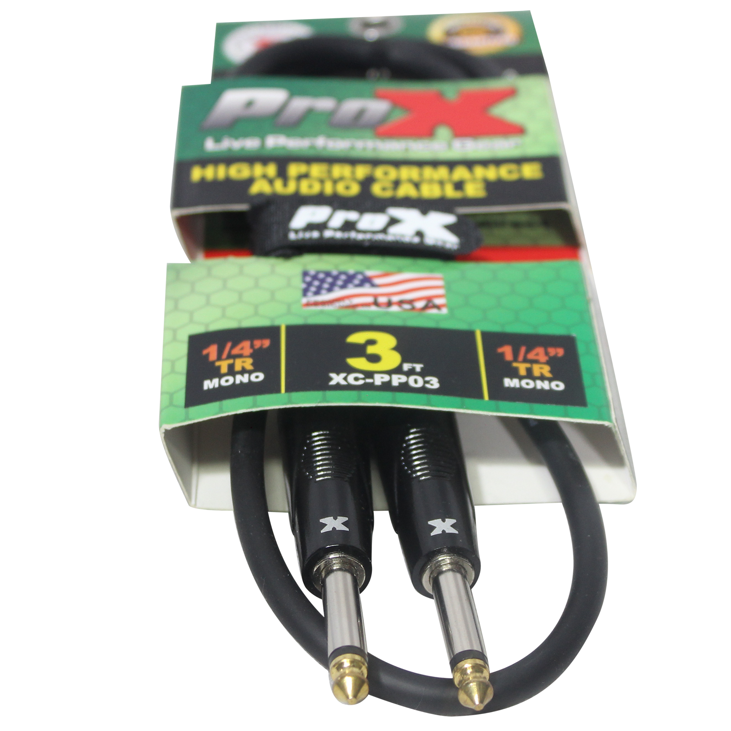 3' Ft. Unbalanced 1/4" TS-M to 1/4" TS-M High Performance Pro Audio Instrument Guitar Cable
