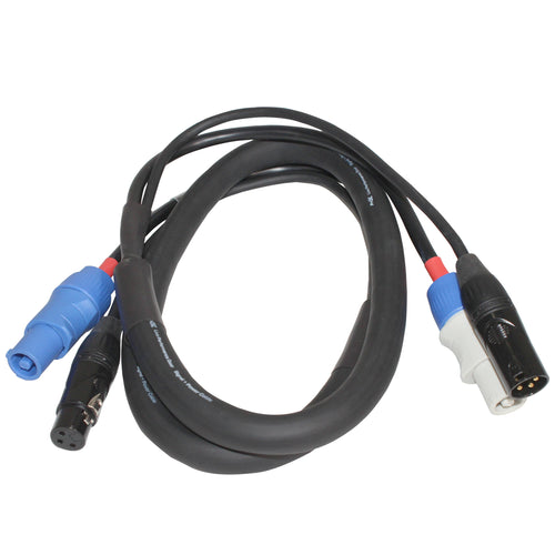 10' Ft Dual 14AWG Powerkon to Dual DMX Combo Link Jumper Cable