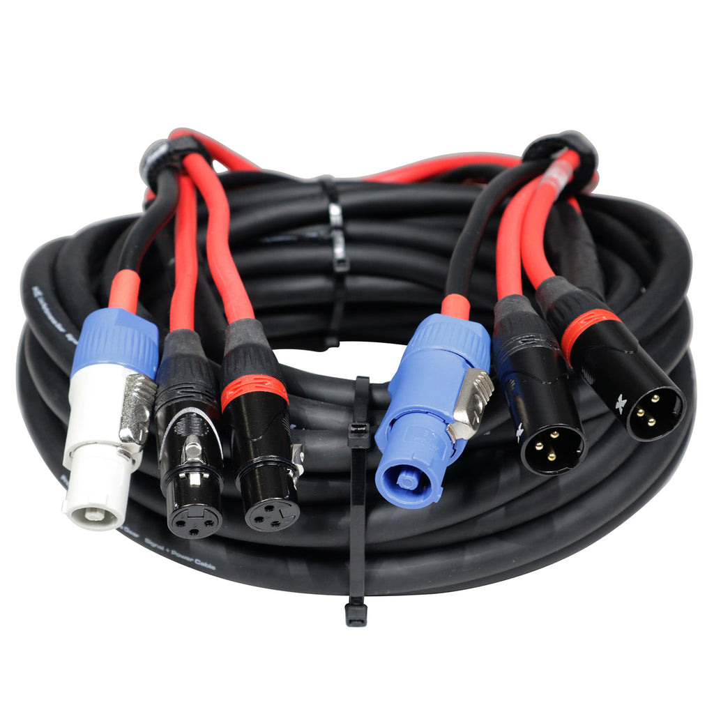 50' Ft 14AWG Powerkon to Dual XLR Combo Link Jumper Cable