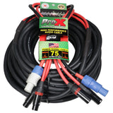 75' FT 14AWG Powerkon to Dual XLR Combo Link Jumper Cable