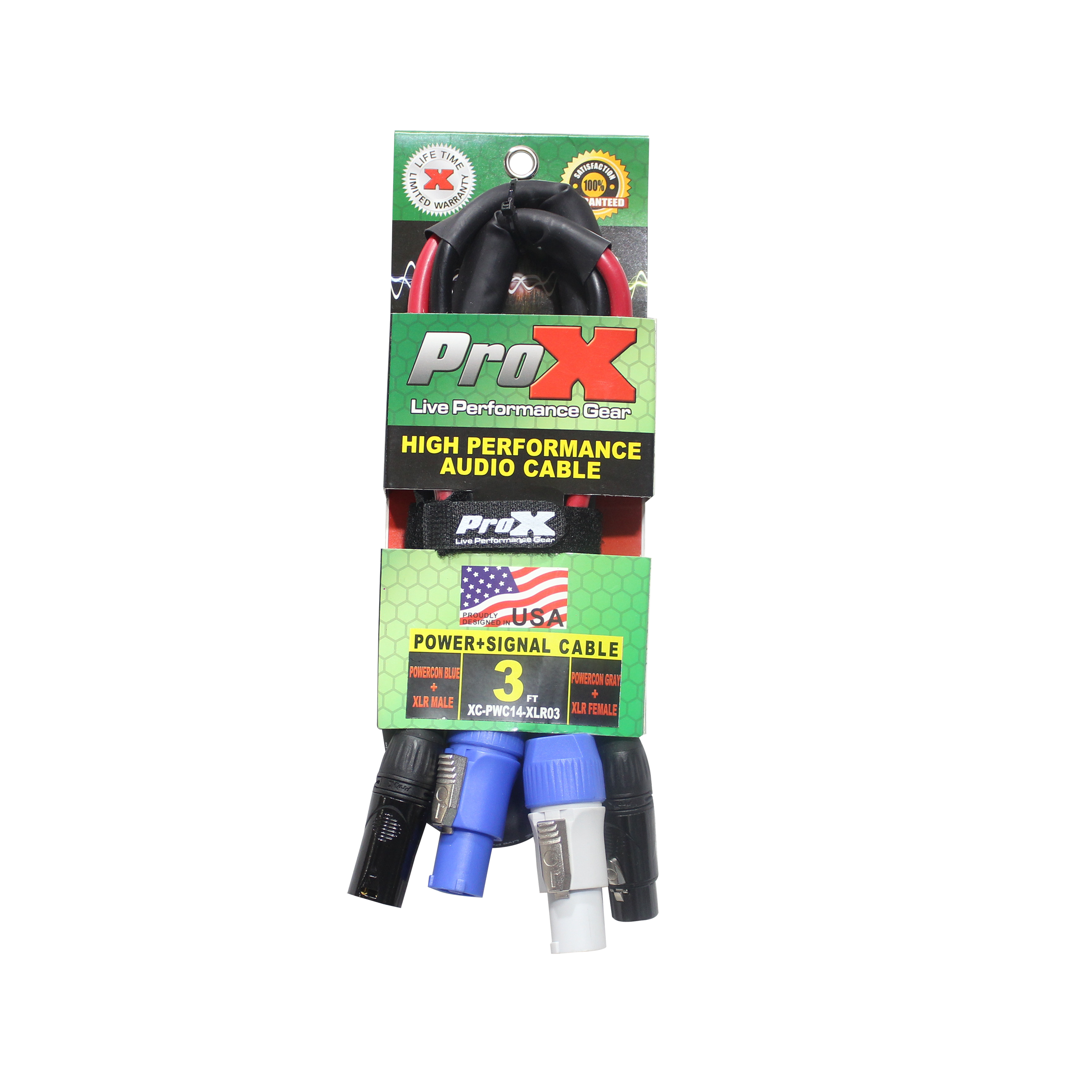 3' Ft Dual 14AWG Powerkon to Dual XLR Combo Link Jumper Cable