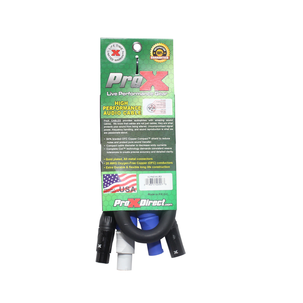 3' Ft Dual 14AWG Powerkon to Dual XLR Combo Link Jumper Cable