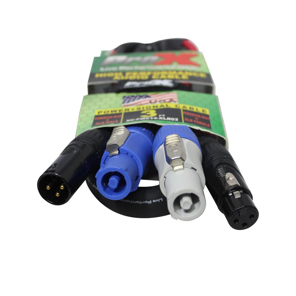 3' Ft Dual 14AWG Powerkon to Dual XLR Combo Link Jumper Cable