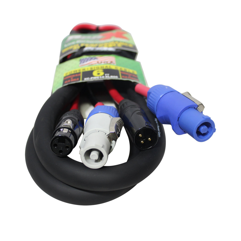 6' Ft Dual 14AWG Powerkon to Dual XLR Combo Link Jumper Cable