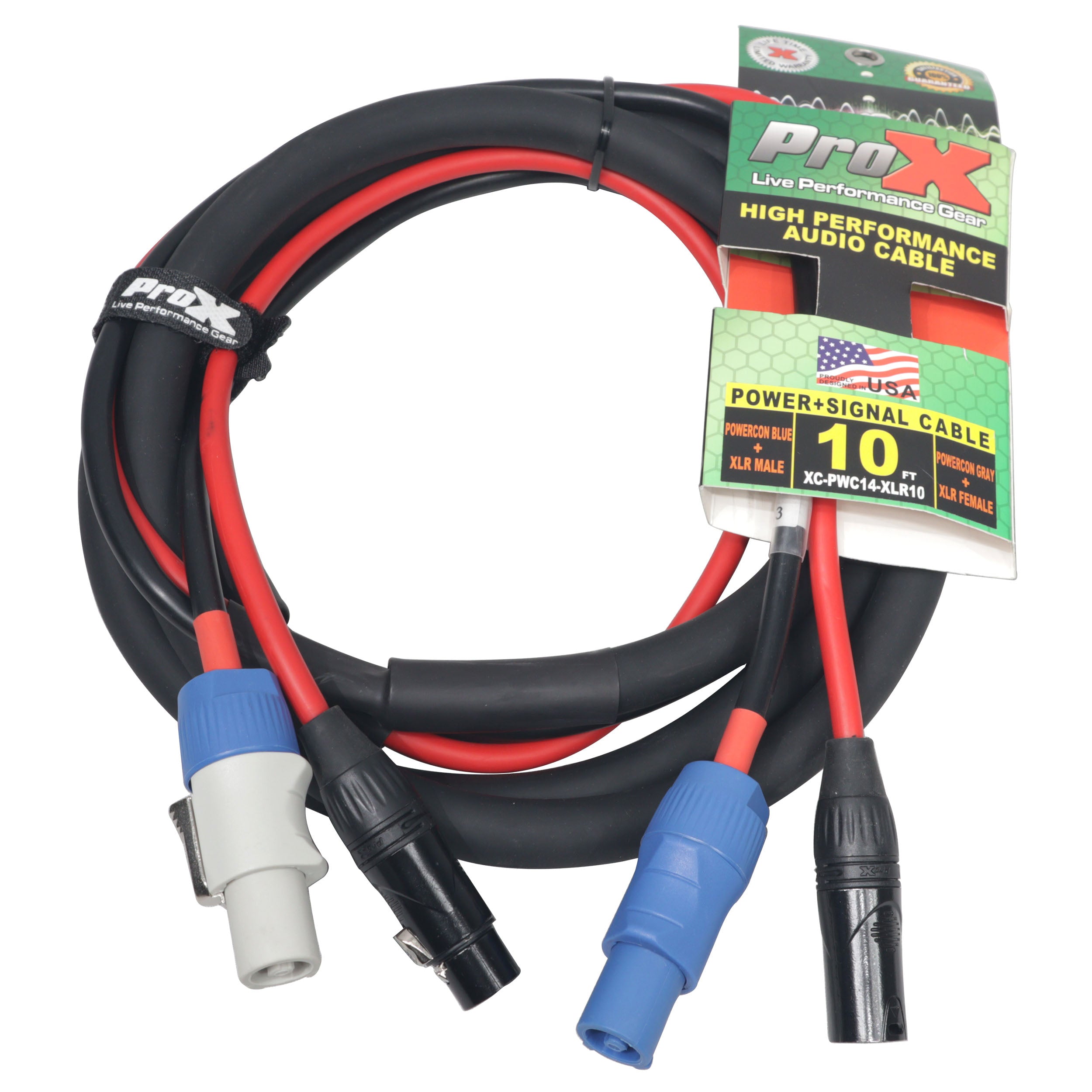 10' Ft Dual 14AWG Powerkon to Dual XLR Combo Link Jumper Cable