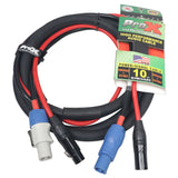 10' Ft Dual 14AWG Powerkon to Dual XLR Combo Link Jumper Cable