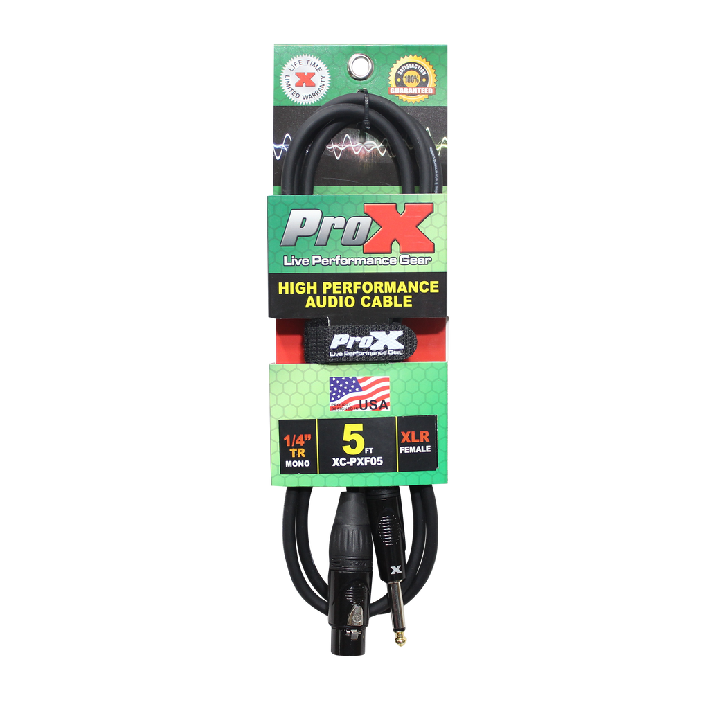 5 Ft. Unbalanced 1/4" TS-M to XLR-F High Performance Audio Cable