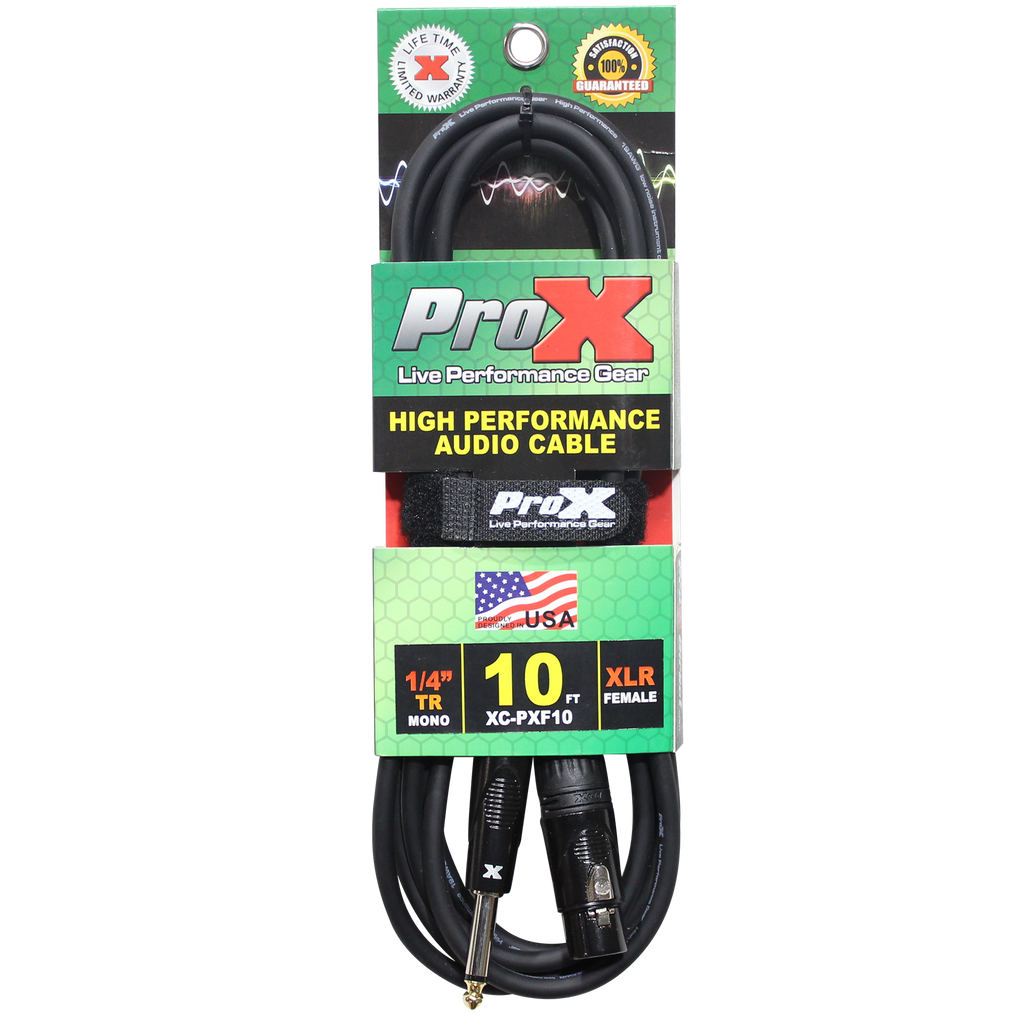 10 Ft. Unbalanced 1/4" TS to XLR3-F High Performance Audio Cable