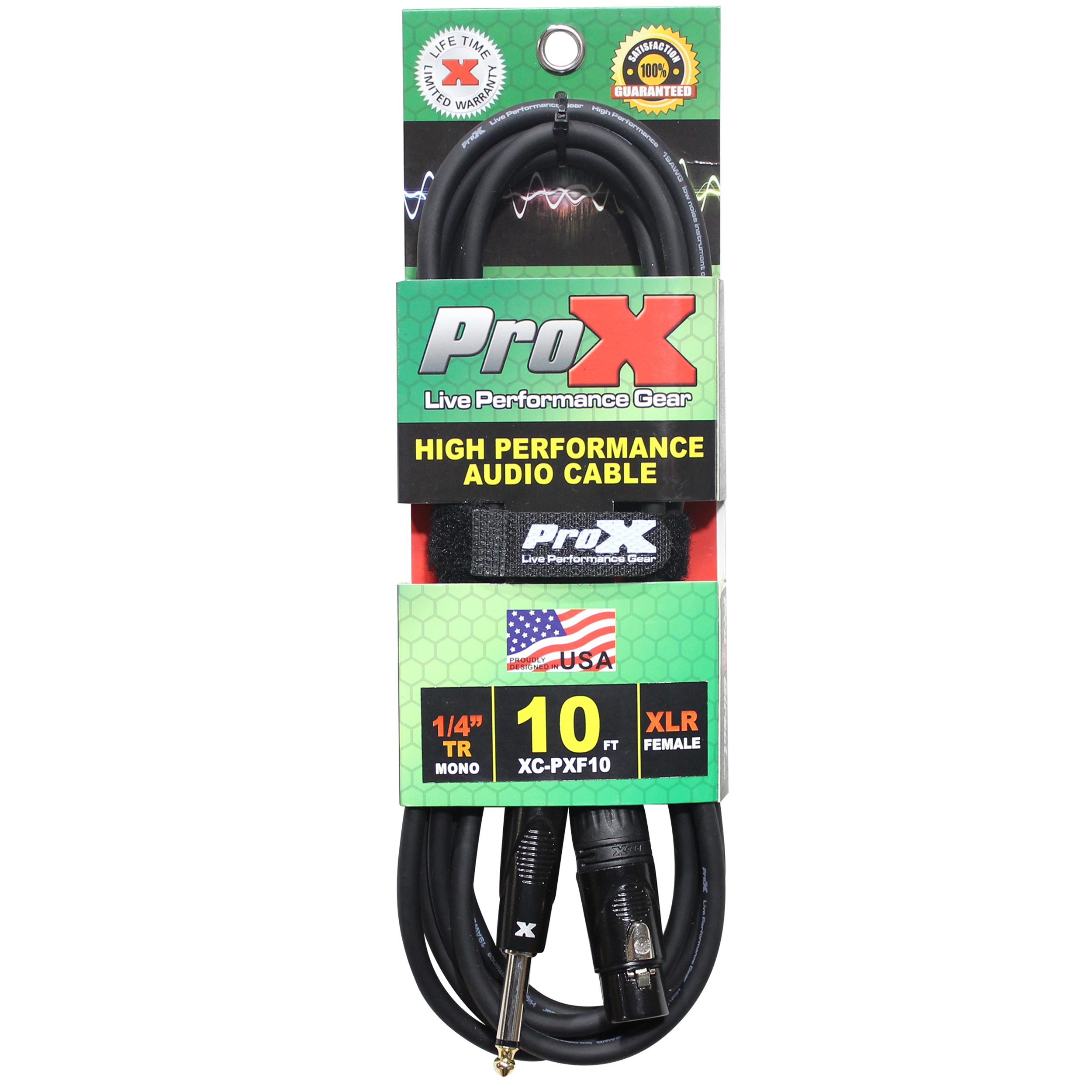 10 Ft. Unbalanced 1/4" TS to XLR3-F High Performance Audio Cable