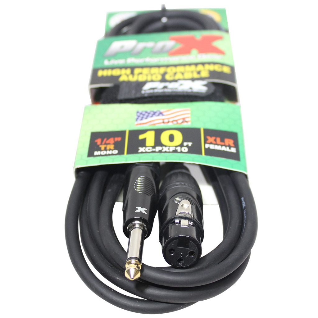 10 Ft. Unbalanced 1/4" TS to XLR3-F High Performance Audio Cable