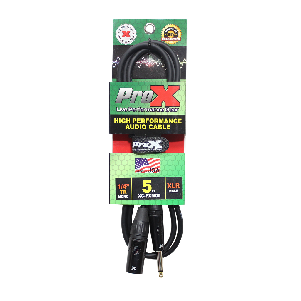 5 Ft. Unbalanced 1/4" TS to XLR3-M High Performance Audio Cable