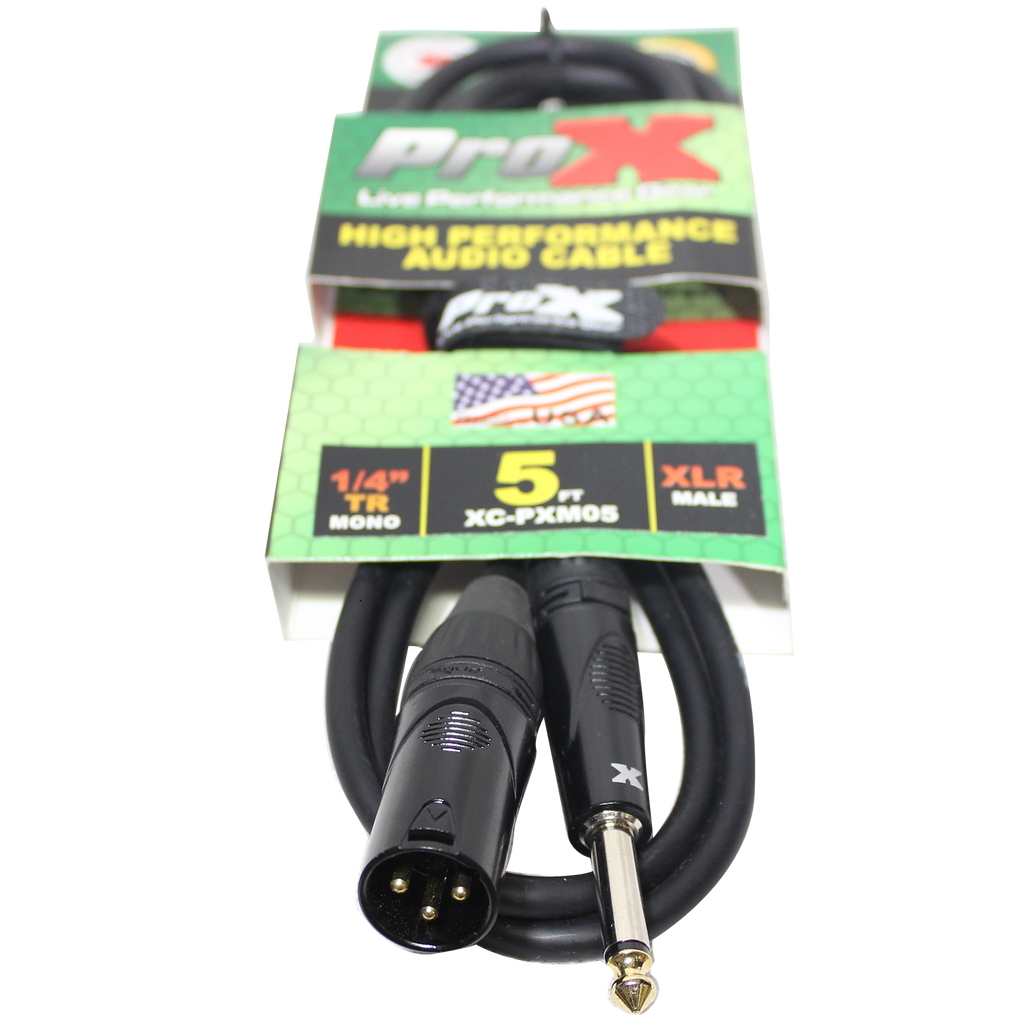 5 Ft. Unbalanced 1/4" TS to XLR3-M High Performance Audio Cable