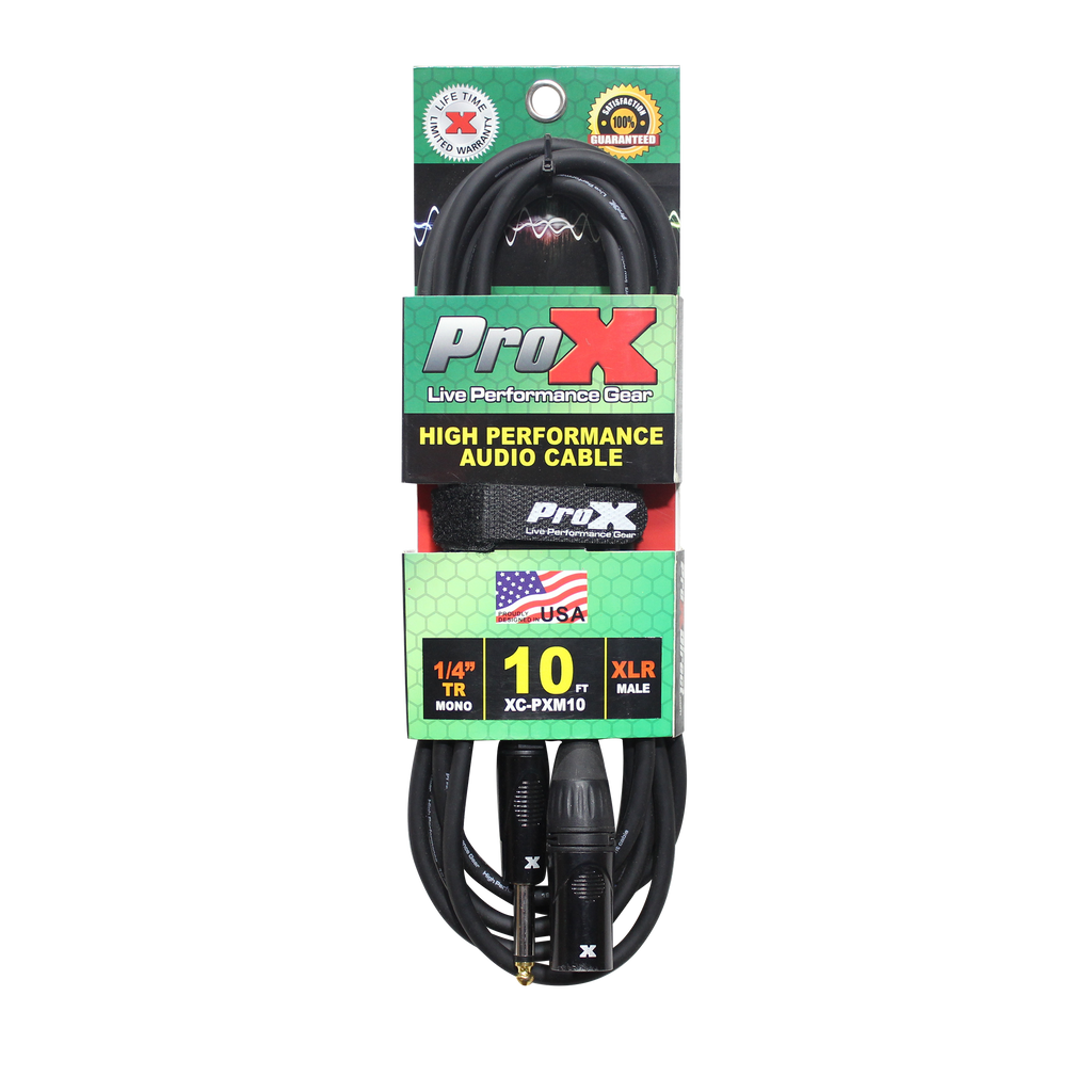 10 Ft. Unbalanced 1/4" TS-M to XLR3-M High Performance Audio Cable