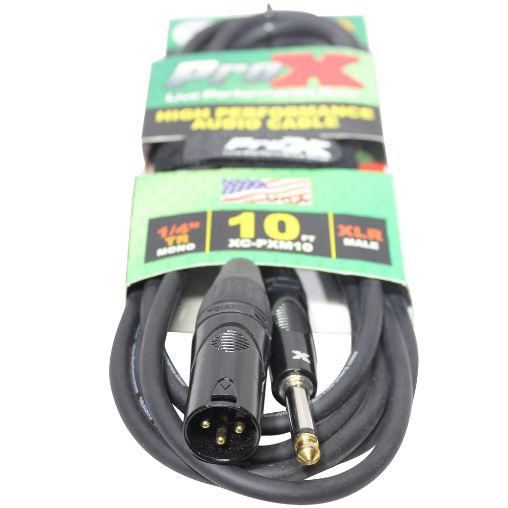 10 Ft. Unbalanced 1/4" TS-M to XLR3-M High Performance Audio Cable