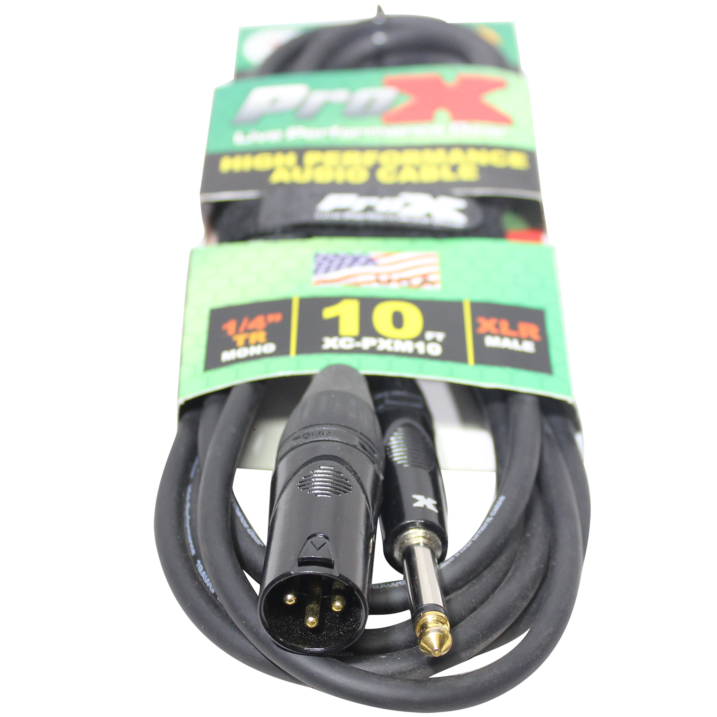 10 Ft. Unbalanced 1/4" TS-M to XLR3-M High Performance Audio Cable