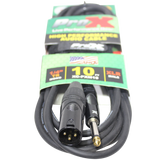 10 Ft. Unbalanced 1/4" TS-M to XLR3-M High Performance Audio Cable