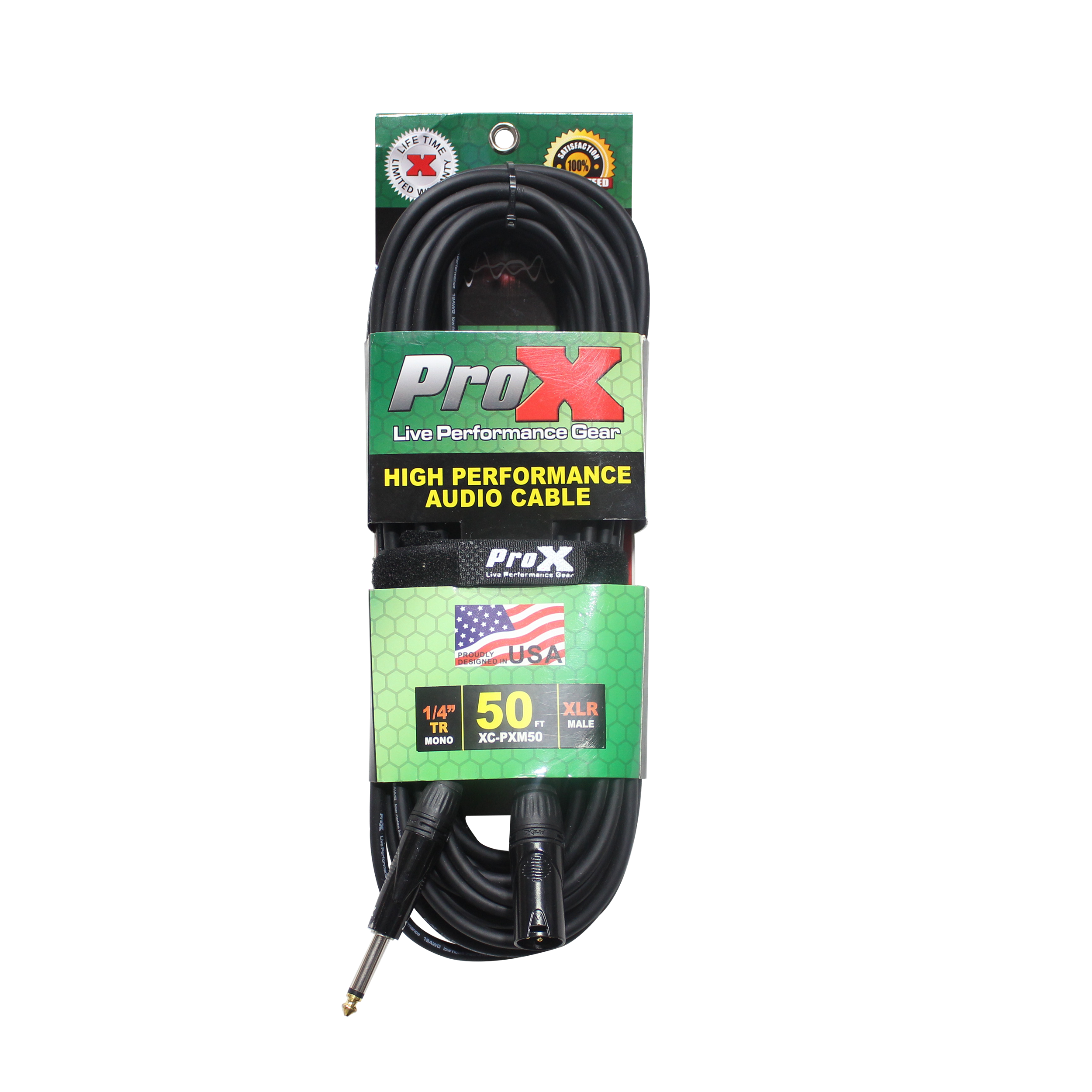 50 Ft. Unbalanced 1/4" TS-M to XLR3-M High Performance Audio Cable