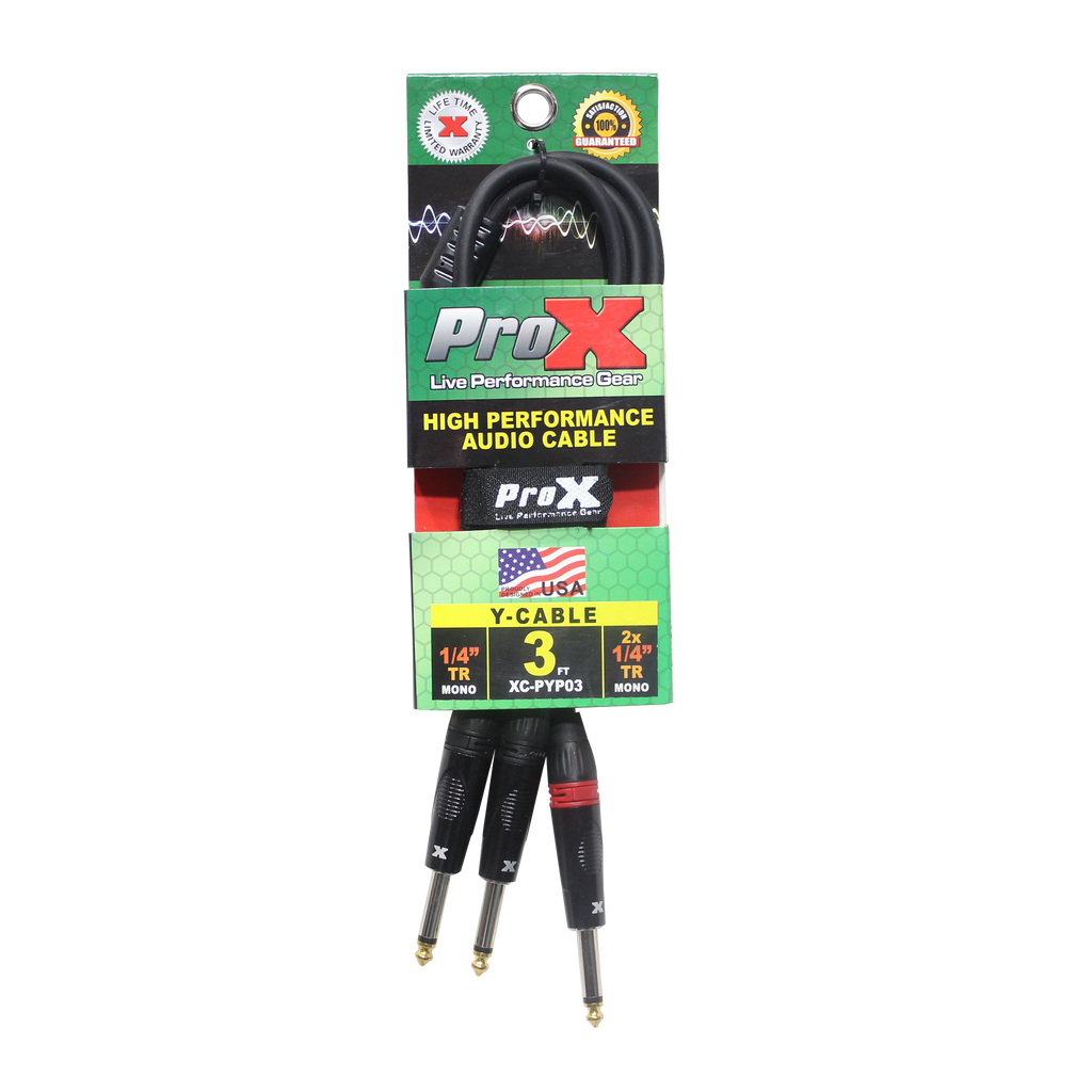 3 Ft. 1/4" TS-M to Dual 1/4" TS-M High Performance Audio Cable