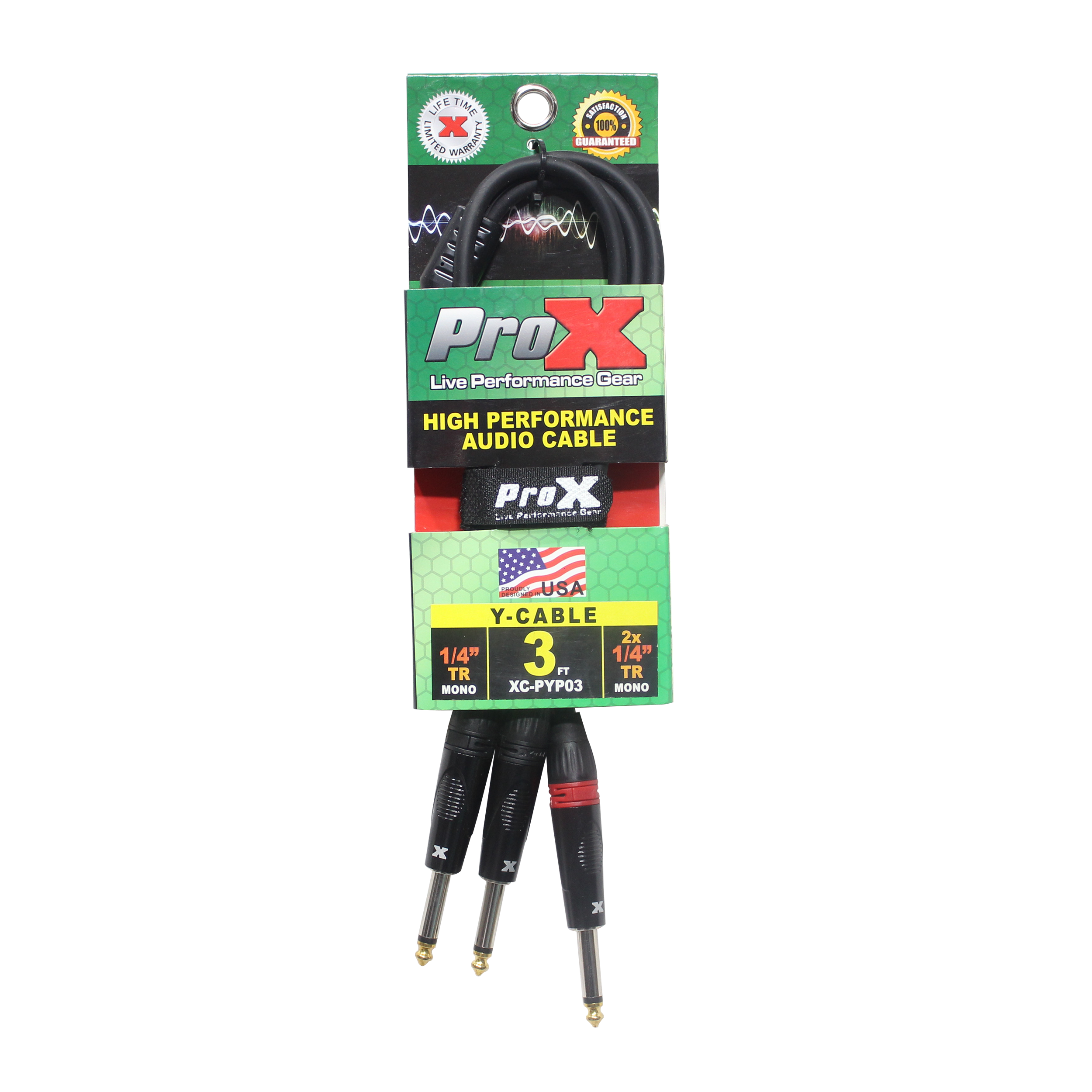 3 Ft. 1/4" TS-M to Dual 1/4" TS-M High Performance Audio Cable