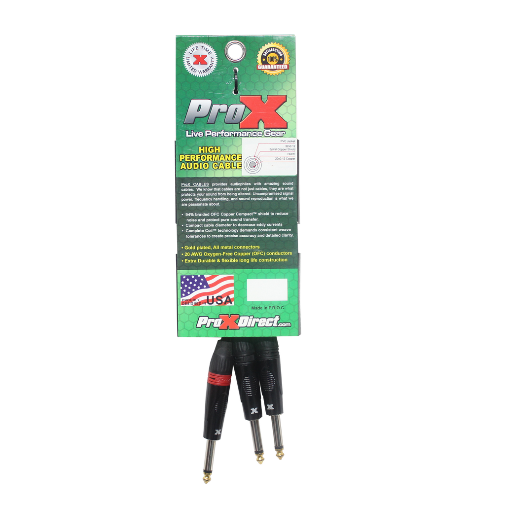 3 Ft. 1/4" TS-M to Dual 1/4" TS-M High Performance Audio Cable