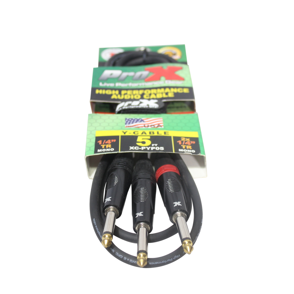5 Ft. 1/4" TS-M to Dual 1/4" TS-M High Performance Audio Cable