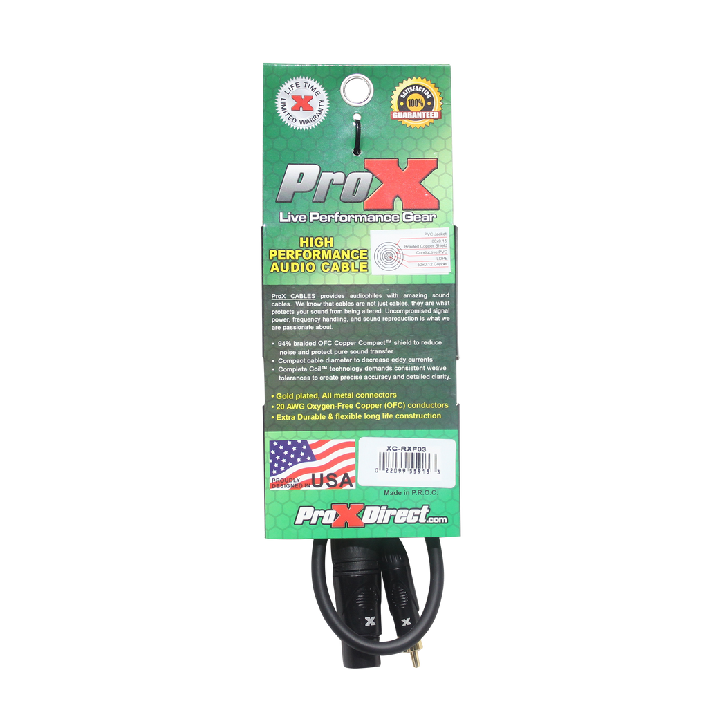 3 Ft. Unbalanced RCA to XLR-F High Performance Audio Cable