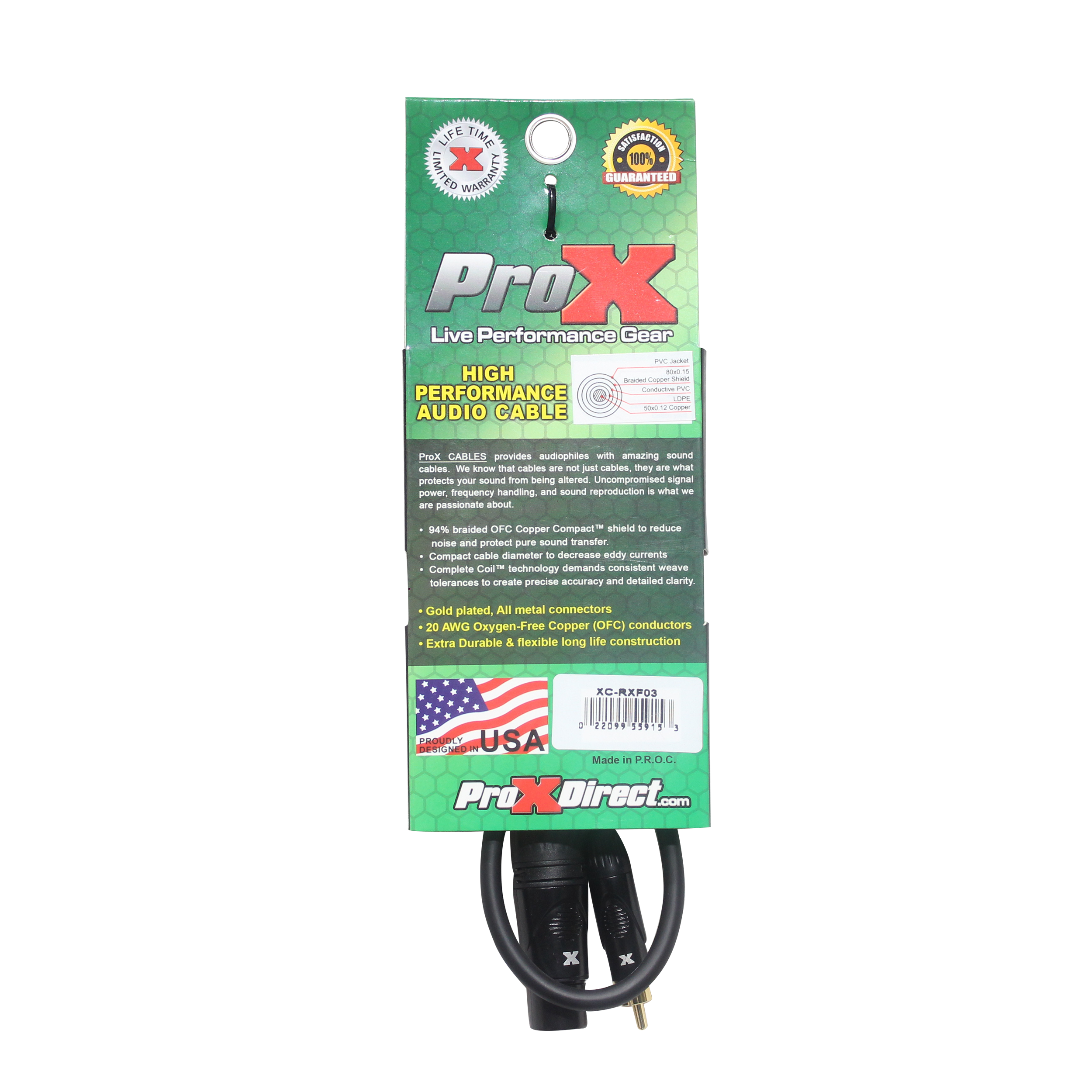 3 Ft. Unbalanced RCA to XLR-F High Performance Audio Cable